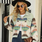 Printed Dropped Shoulder Long Sleeve Denim Jacket