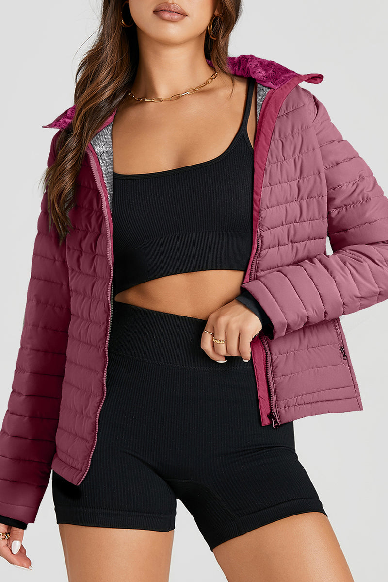 Turtleneck Zip Up Long Sleeve Jacket Deep Purple