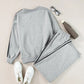 Round Neck Long Sleeve Top and Pants Active Set