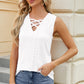 Eyelet Crisscross V-Neck Tank