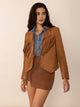 Tied Tassel Collared Neck Long Sleeve Jacket Caramel