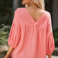 Dropped Shoulder V-Neck Blouse