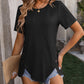 Mandy Decorative Button Round Neck Short Sleeve Blouse