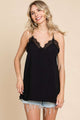 Culture Code Lace Detail Spaghetti Strap Cami Black
