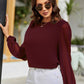 Round Neck Balloon Sleeve Blouse