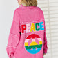 PEACE Raw Hem Dropped Shoulder Denim Top