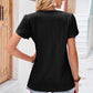 Eyelet V-Neck Petal Sleeve T-Shirt