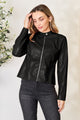 Mock Neck Zip Up Jacket Black