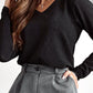 Tied V-Neck Long Sleeve Blouse