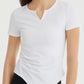 Notched Neck Short Sleeve Active Top