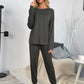 Round Neck Top and Drawstring Pants Lounge Set