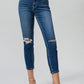 BAYEAS Full Size High Waist Distressed Washed Cropped Mom Jeans