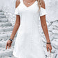 Eyelet V-Neck Cold-Shoulder Dress