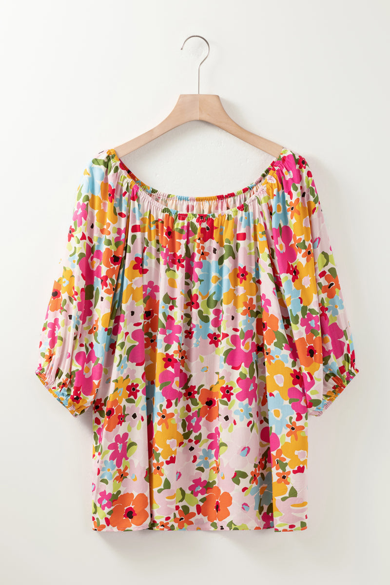 Printed Round Neck Half Sleeve Blouse