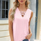 Eyelet Crisscross V-Neck Tank