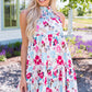 Floral Mock Neck Sleeveless Tiered Dress