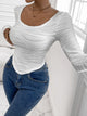 Perfee Scoop Neck Long Sleeve Top White
