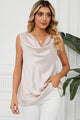 Ruched Cowl Neck Tank Beige