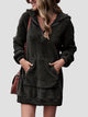 Half Zip Dropped Shoulder Oversized Hoodie Black