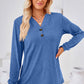 V-Neck Buttoned Long Sleeve Blouse