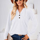 V-Neck Buttoned Long Sleeve Blouse