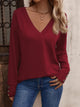 V-Neck Long Sleeve Top Brick Red