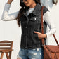 Collared Neck Sleeveless Denim Jacket