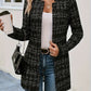 Plaid Open Front Long Sleeve Blazer