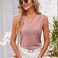 Eyelet Decorative Button V-Neck Tank