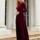 Tie Front Round Neck Long Sleeve Maxi Dress