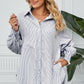 Striped Button Up Smocked Long Sleeve Shirt