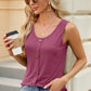 Decorative Button Round Neck Tank