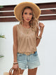 Ivy Lane Ruched Round Neck Tank Camel