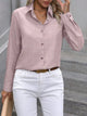 Button Up Collared Neck Long Sleeve Shirt Dusty Pink