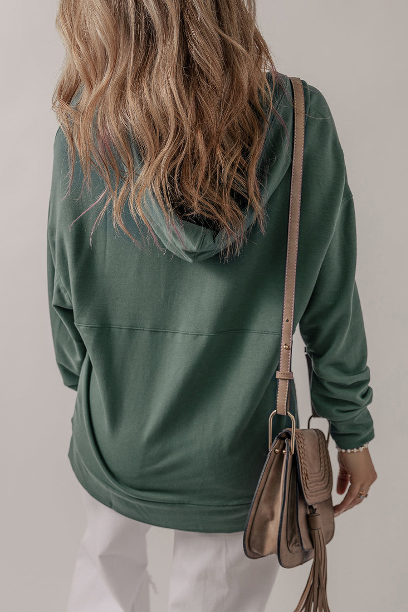 V-Neck Long Sleeve Hooded Top