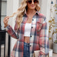 Mandy Pocketed Plaid Collared Neck Long Sleeve Shirt