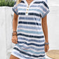 Striped V-Neck Short Sleeve Dress