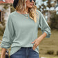 Eyelet Round Neck Long Sleeve T-Shirt