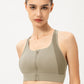 Zip-Up Round Neck Sports Bra