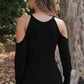 Round Neck Cold Shoulder Long Sleeve Top