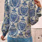 Printed Mock Neck Long Sleeve Shirt