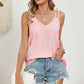 Eyelet V-Neck Double Spaghetti Straps Cami