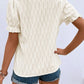 Ruffled Notched Short Sleeve T-Shirt