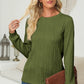 Textured Round Neck Long Sleeve Blouse