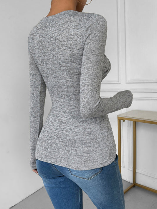 Perfee Twisted Round Neck Long Sleeve T-Shirt