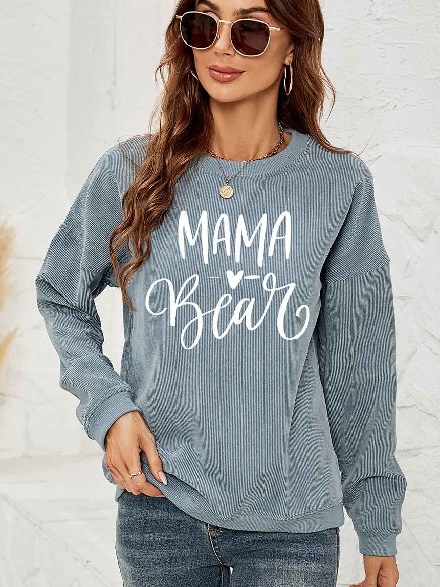 MAMA Graphic Round Neck Sweatshirt French Blue