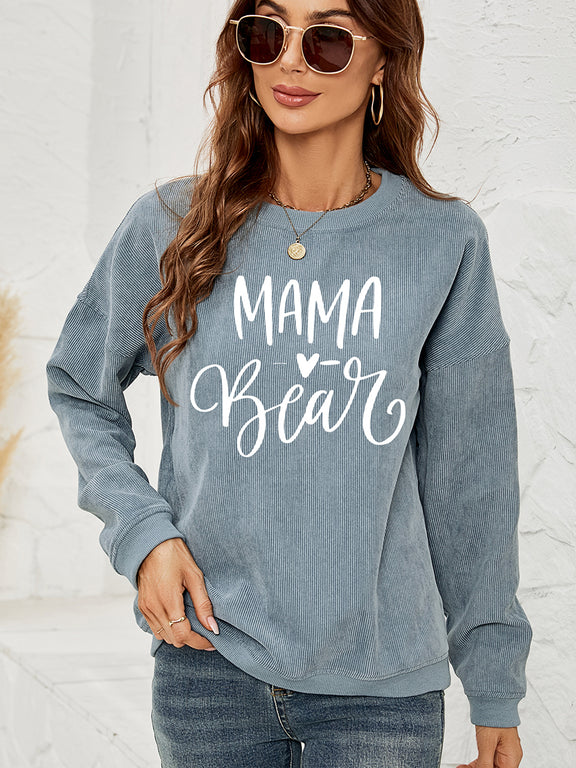 MAMA Graphic Round Neck Sweatshirt French Blue