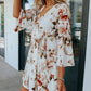 Floral V-Neck Three-Quarter Sleeve Dress