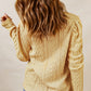 Cable-Knit Round Neck Long Sleeve Blouse