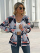 Geometric Zip Up Long Sleeve Hooded Jacket Gray